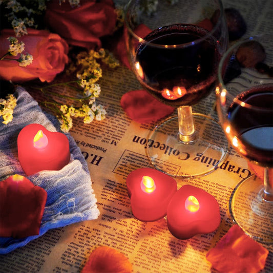 Heart Shape Led Flameless Decorative Candles (6 Pc Set)