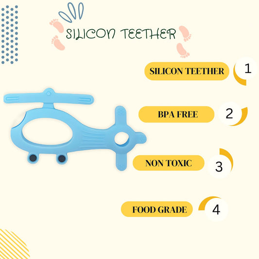 Silicone Helicopter Shape Teether For Baby (1 Pc Mix Color)