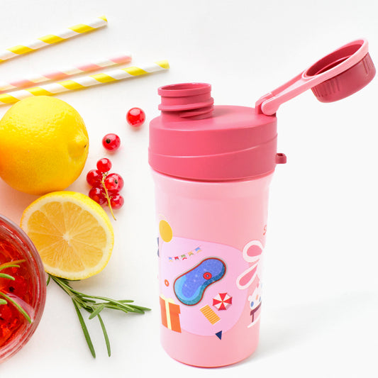 Plastic Lunch Box Leak Proof 2 Compartment With Bottle And Fork (1 Set Mix Color)