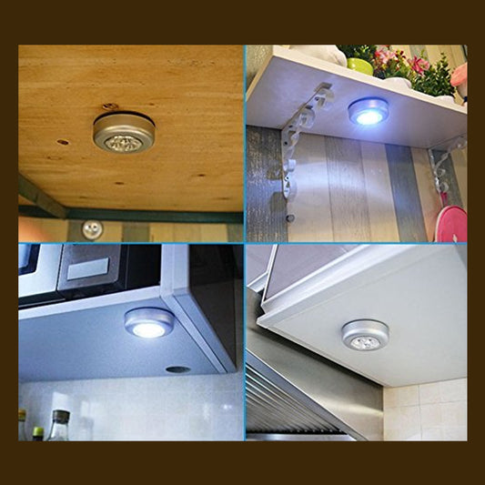 1716 4 Led Battery-powered Wireless Night Light Stick Tap Touch Lamp Stick-on Push Light For Closets Cabinets Counters Or Utility Rooms Cordless Touch Light