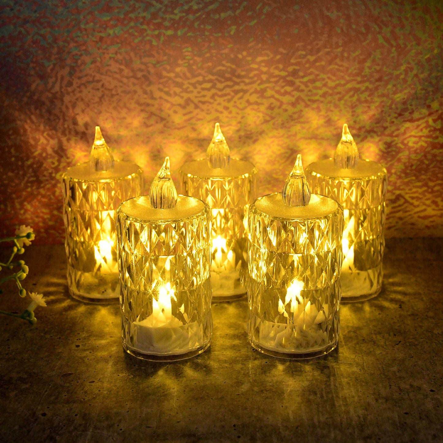LED Crystal Effect Flameless Candle Light Set