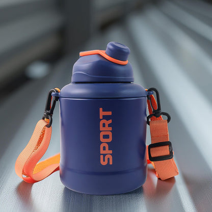 Sports Vacuum Bottle with Shoulder Strap 1 Pc Stylish Mix Design & Size