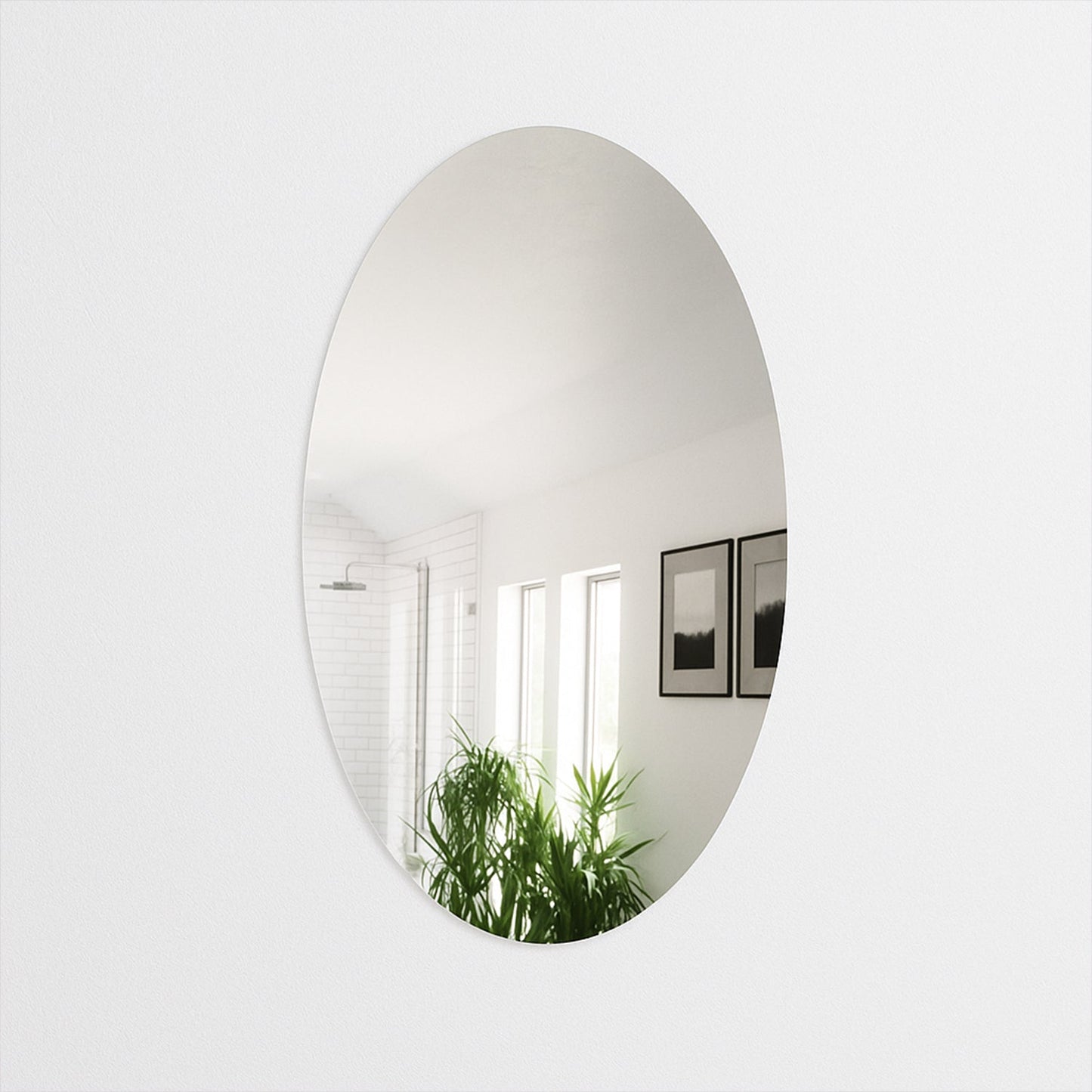 Elegant Oval Frameless Wall Mirror for Home & Office Decor (6 Pc)