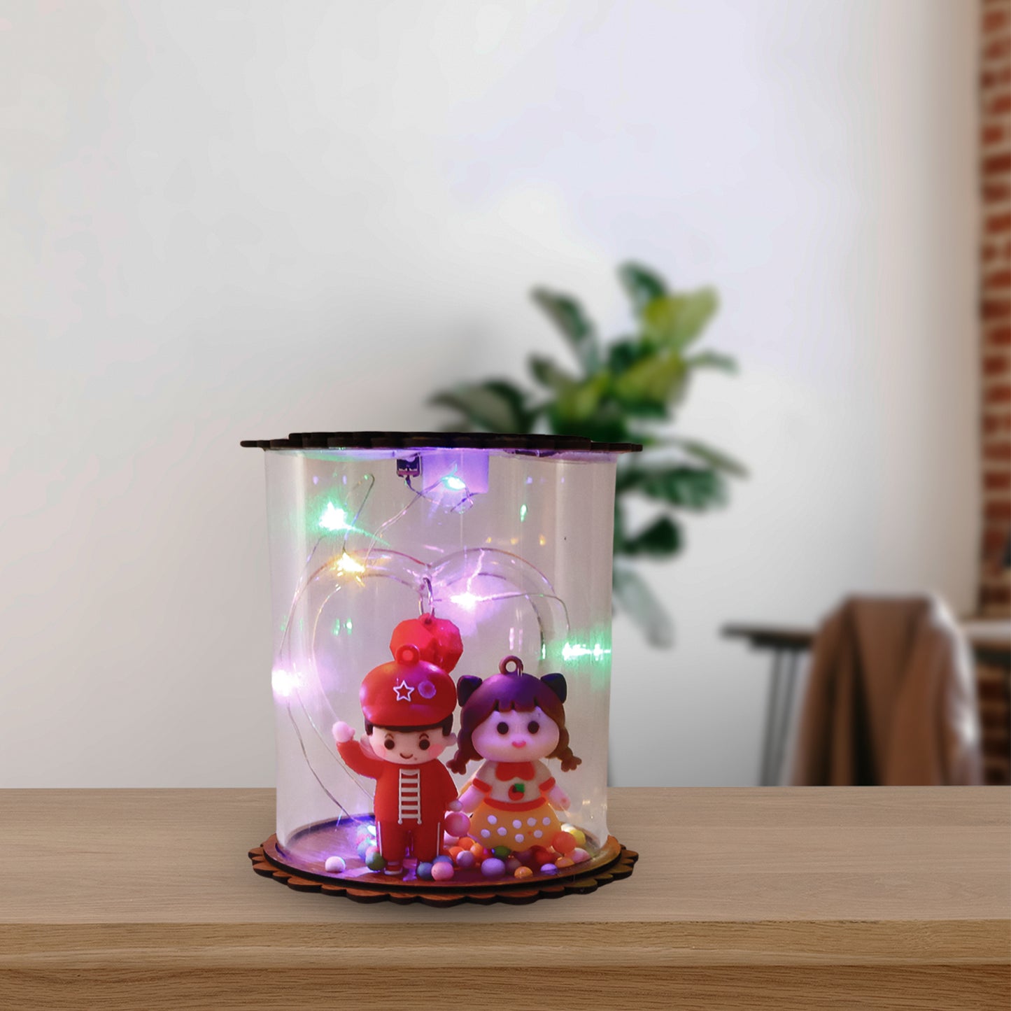 Cute Led Light Figurine Snow Globe (1 Pc)