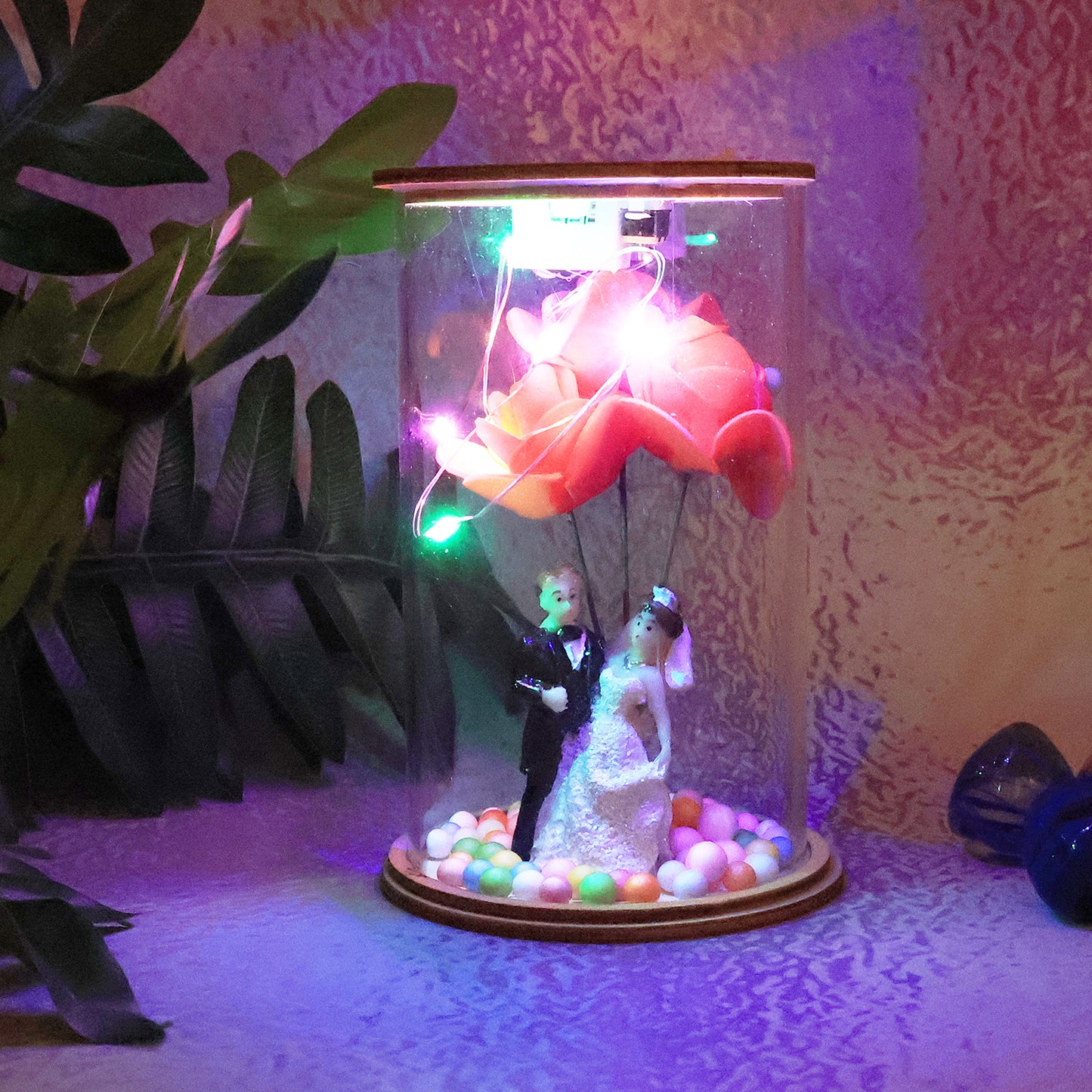 Wedding Couple With Led Rose Lamp (1 Pc)
