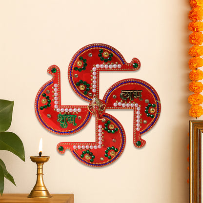 Acrylic Swastik Shubh Labh Wall Hanging  (1 Pc)