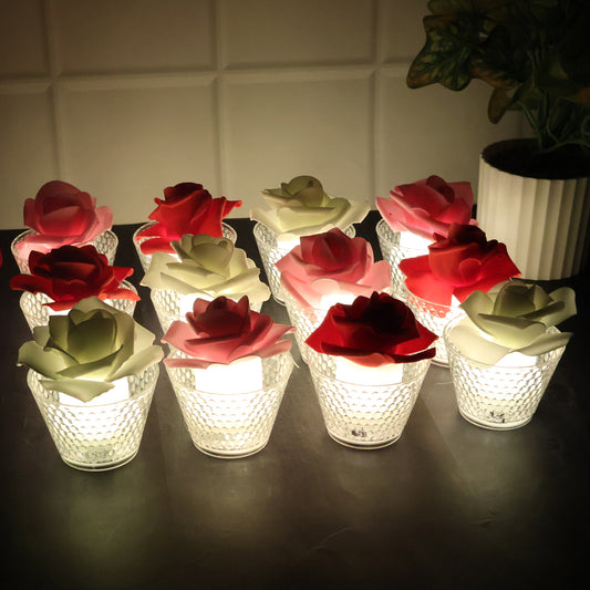 Rose Shaped Decorative Flameless Led Candles (12 Pc)