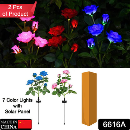 6616a Garden Solar Outdoor Rose Lights Decorative  Waterproof Flower Light For Garden Patio Landscape Pathway Yard Holiday Decoration