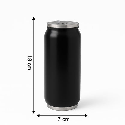 Stainless Steel Can-Shaped Vacuum Flask with Built-In Straw 500ml Approx, Tumbler (1 Pc)