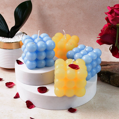 Colorful Cube Shaped Wax Candles (4 Pc)