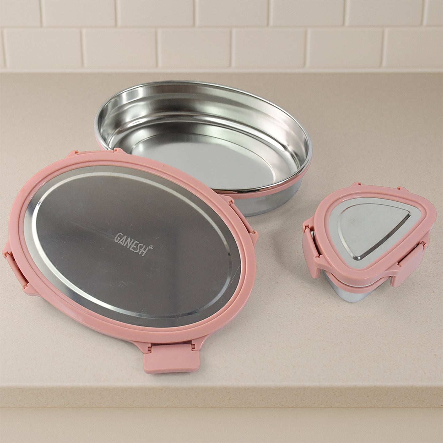 Ganesh Classy 2-piece Stainless Steel Lunch Box Set