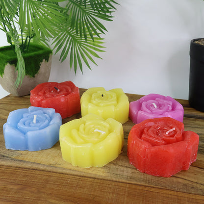 Rose Shaped Wax Candle Set (6 Pc)