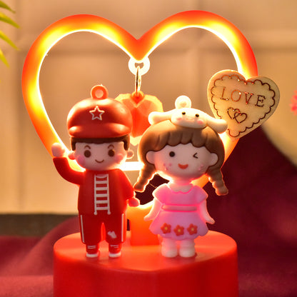 Cute Romantic Couple Love Showpiece With Heart Frame (1 Pc)