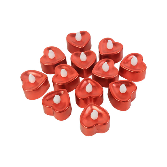 Heart Shaped Led Tea Light Candles (Mix Color  12 Pc)