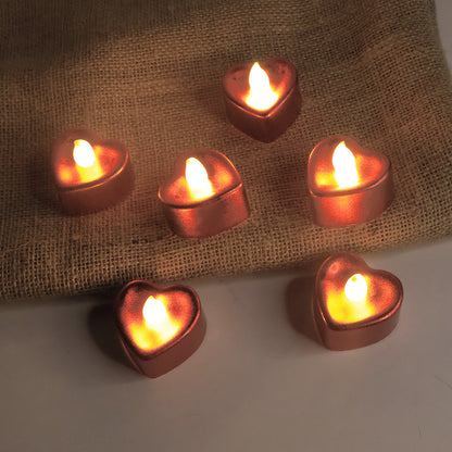 Heart Shape Led Flameless Decorative Candles (6 Pc  Set)