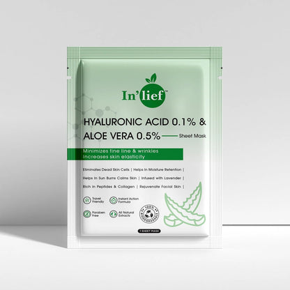 In’lief Hyaluronic Acid 0.1% & Aloe Vera 0.5% Hydrating Facial mask (1 Pc)