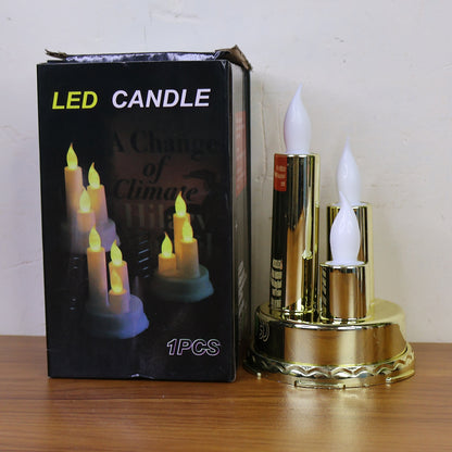 Led Flameless Candle Lamp With Triple Candle Design (1 Pc)