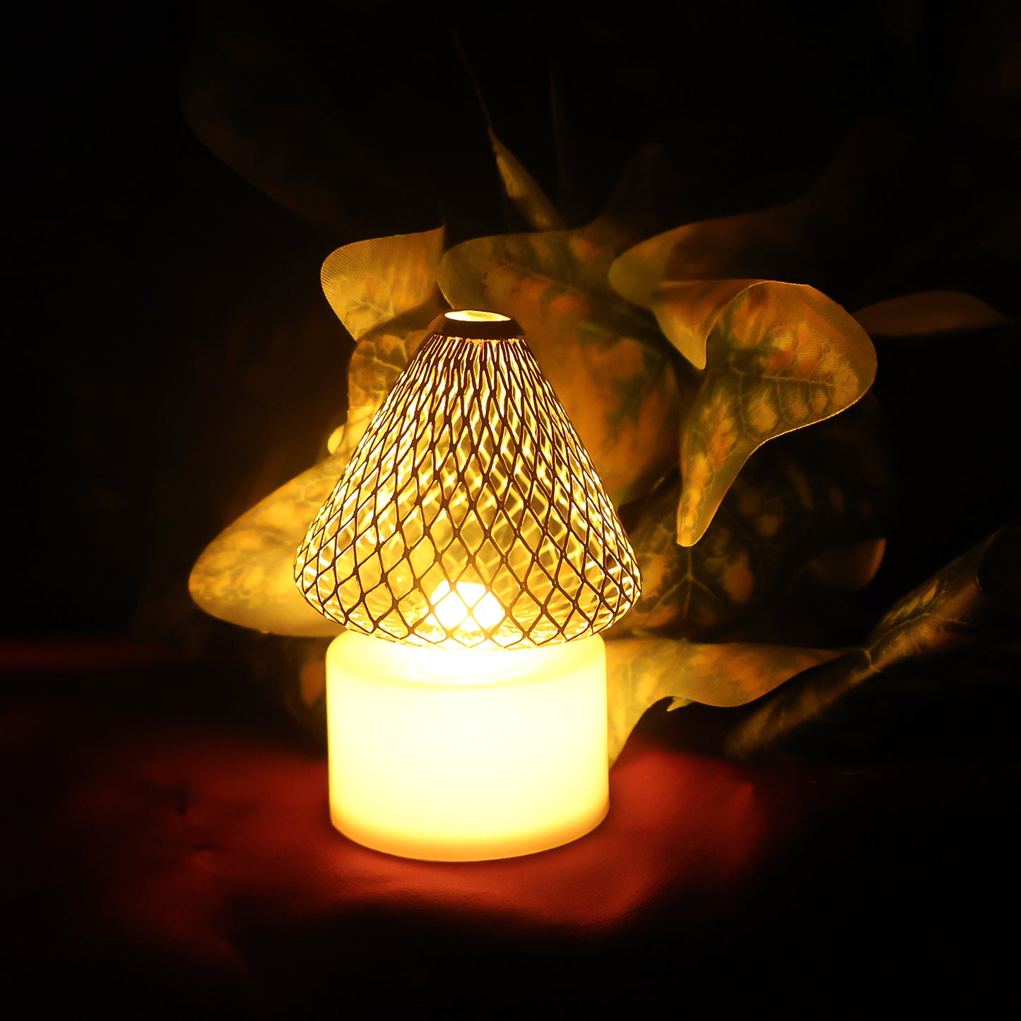Set Of 12 Decorative Led Flameless Candle Lights With Golden Net Cover