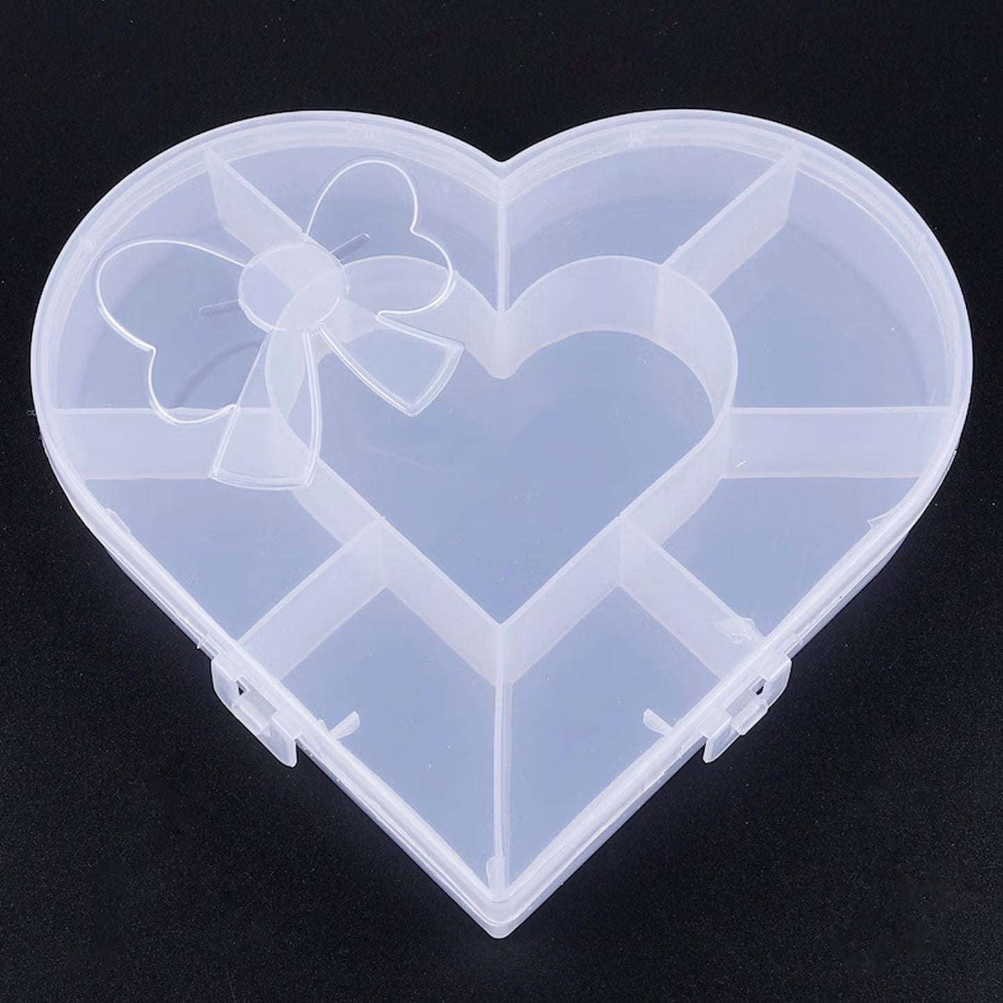 Heart-Shaped Plastic Bead Storage Organizer Box (1 Pc)