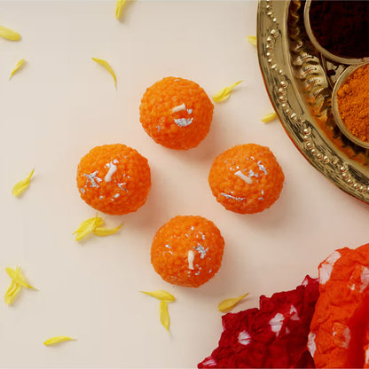 Laddu Shaped Decorative Wax Candles (4 Pc / Set)