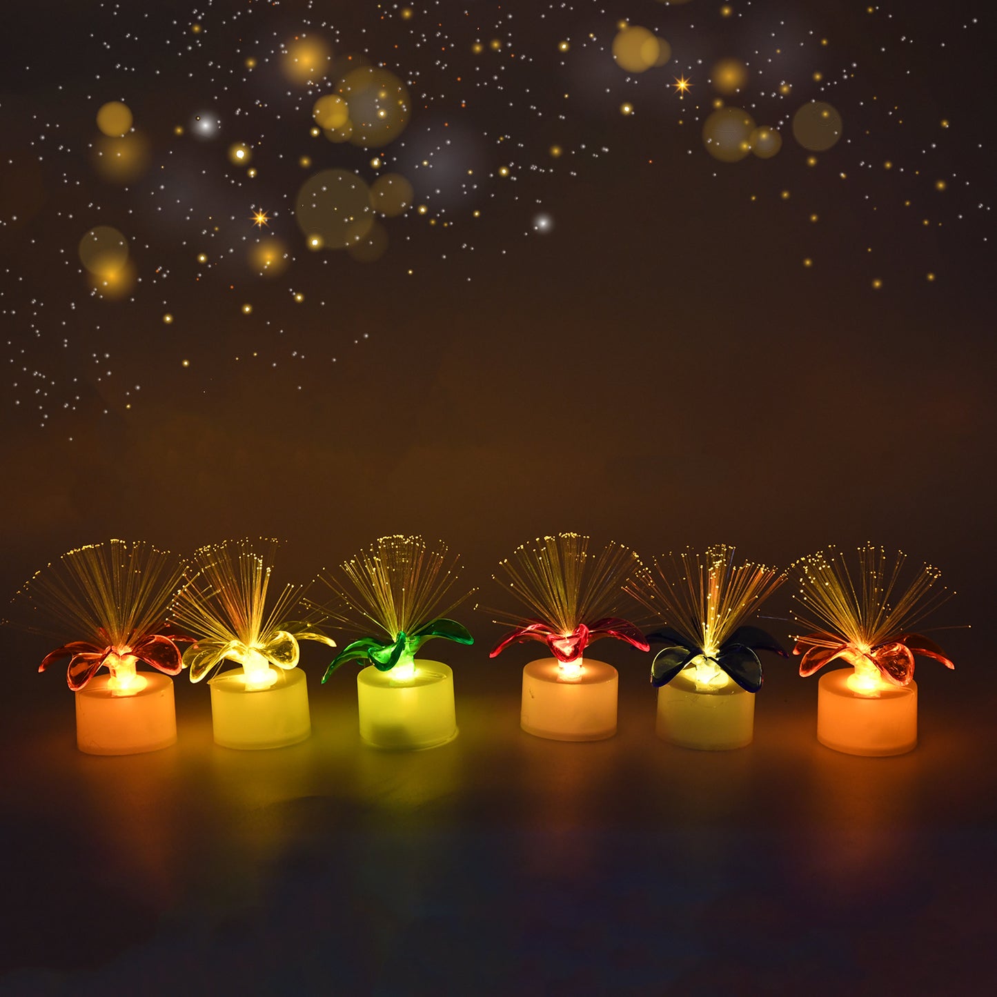 6237 Fiber Optic Light Mini Color Change Led Table Centerpieces  Light Up Candle - Pack Of 12