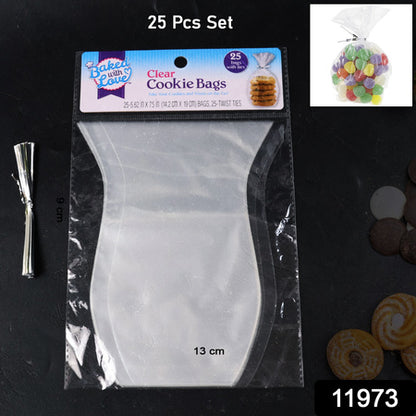Clear Cookie Bags Gift Bag Clear Flat Treat Bags (25 Pcs Set)
