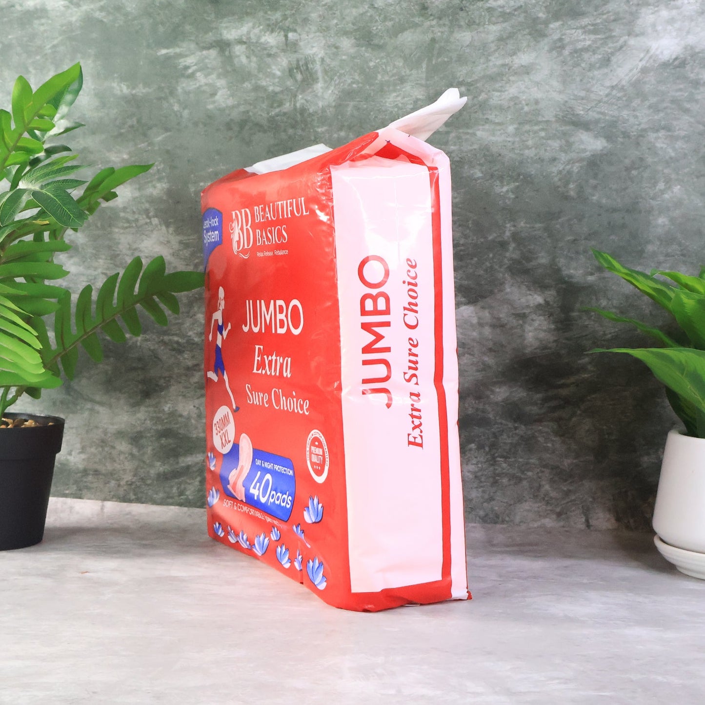 Beautiful Basics Jumbo Extra Sure Choice Sanitary Pads XXL 330mm (40 Pc)