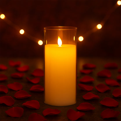 Led Flameless Candle Light With Realistic Flickering Flame Effect In Glass Cover (1 Pc)