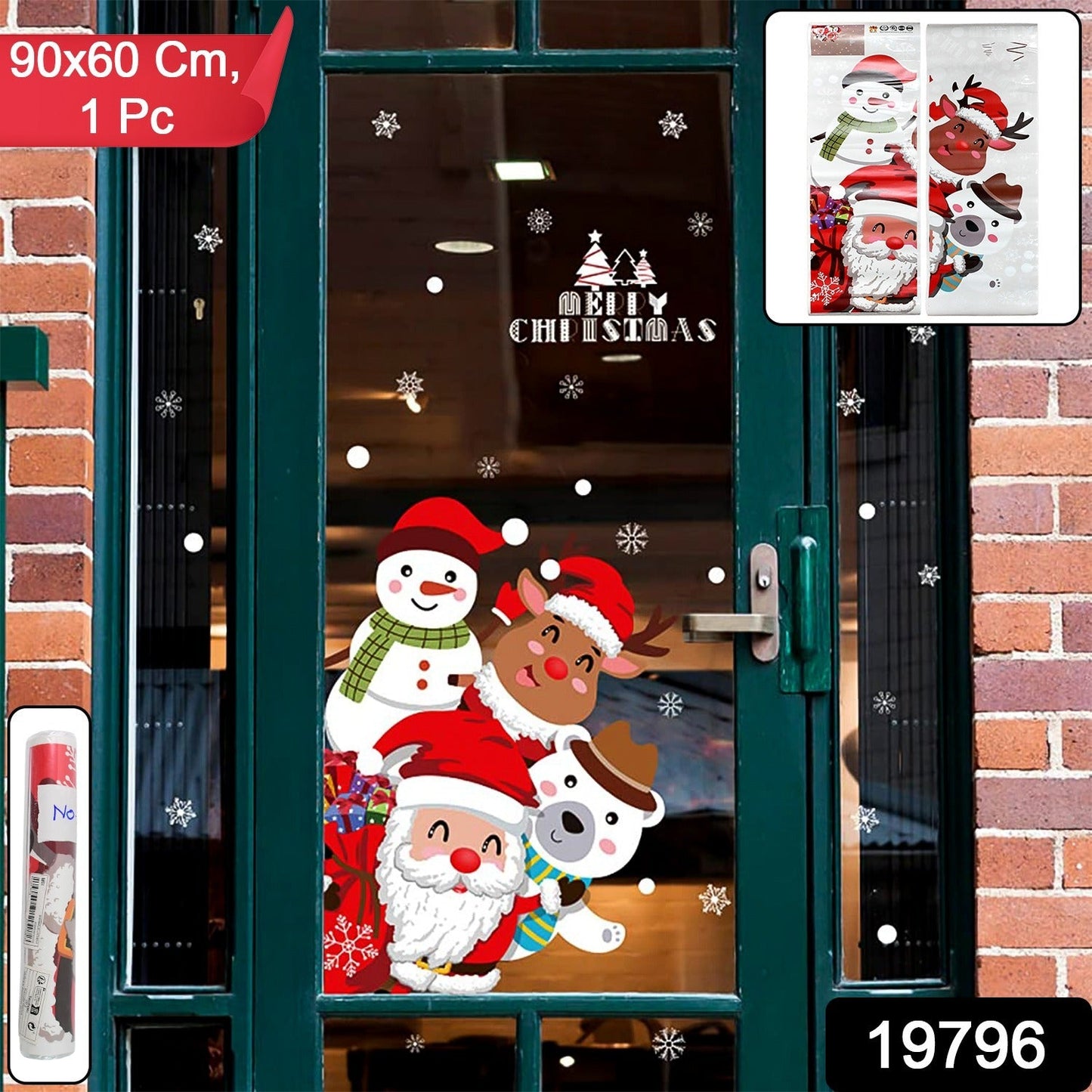 Christmas Theme Glass & Wall Sticker 90x60 cm – (1 Pc)