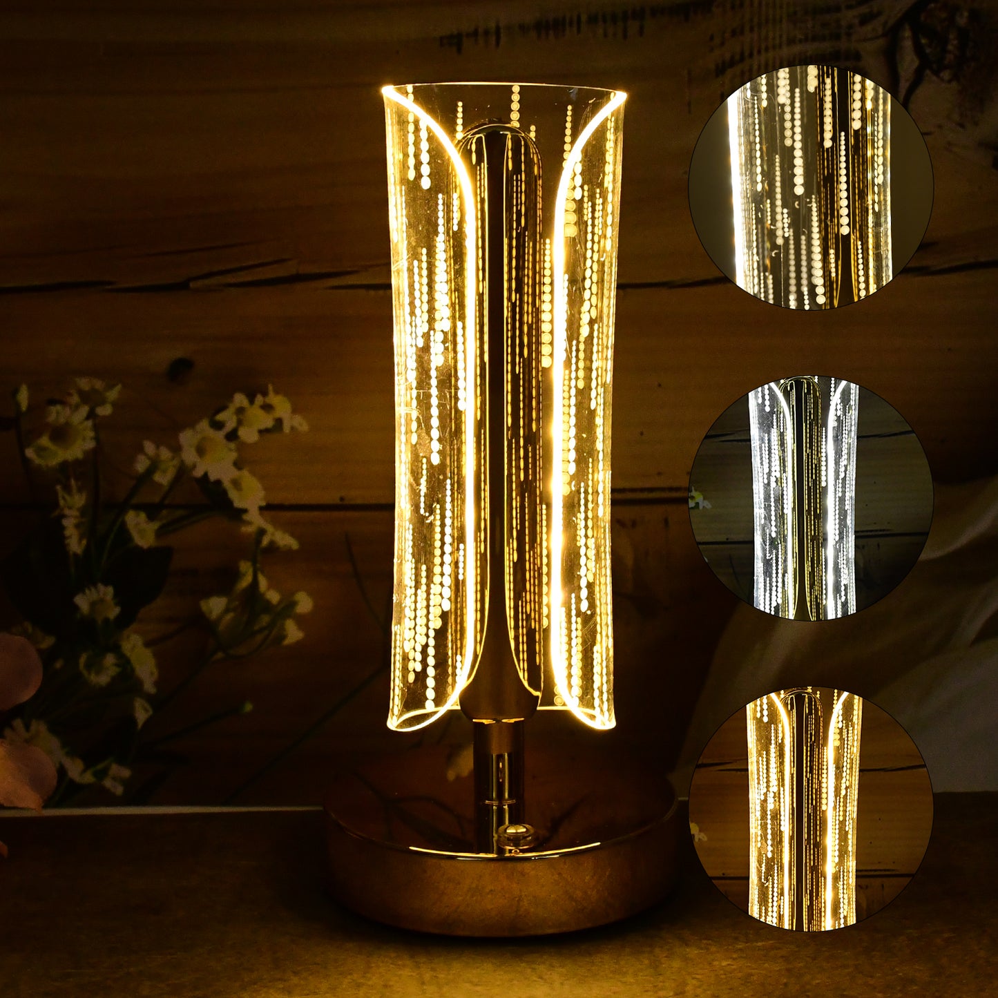 Luxury Tall Cylinder Shape Crystal Table Lamp (1 Pc)