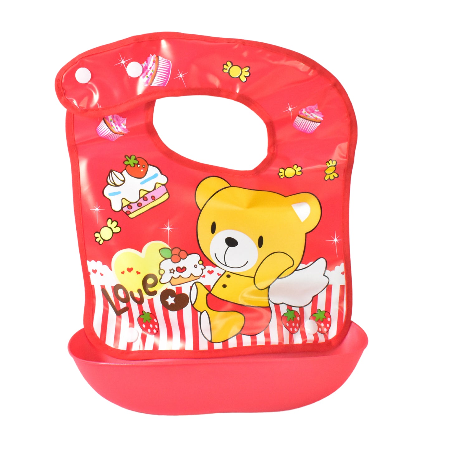 Multifunctional Waterproof Bpa Free Reusable Soft Fabric Plastic Baby Bib (1 Pc)