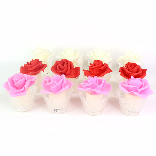 Rose Shaped Decorative Flameless Led Candles (12 Pc)
