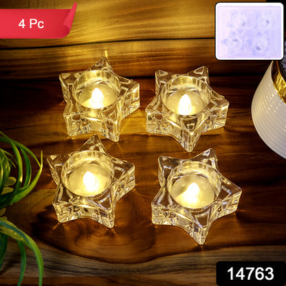Flameless Star-shaped Led Candles (4 Pc  Set)