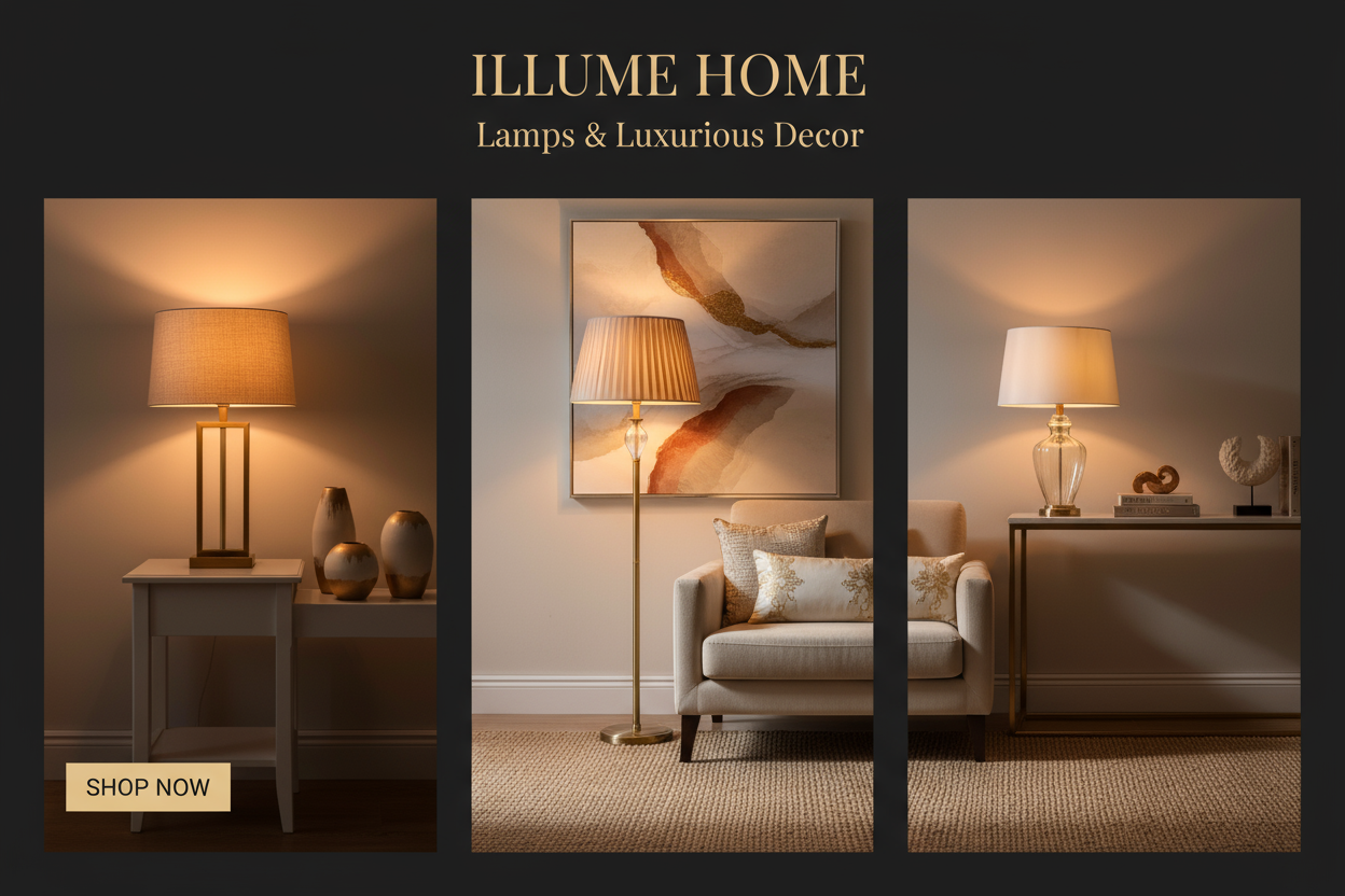 CREATE BANNER ATTRACTIVE AND DECENT ON  LAMPS, HOME DECORE 