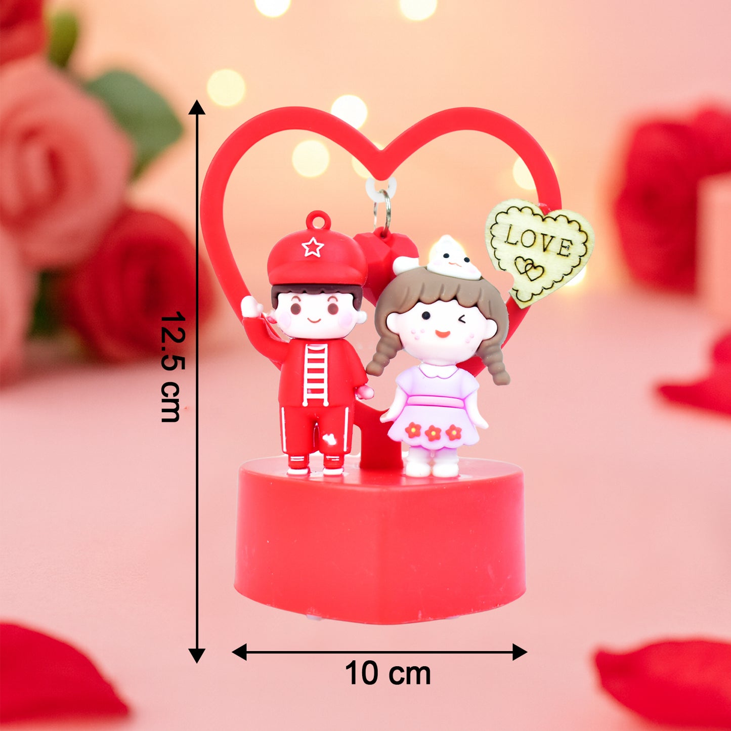 Cute Romantic Couple Love Showpiece With Heart Frame (1 Pc)
