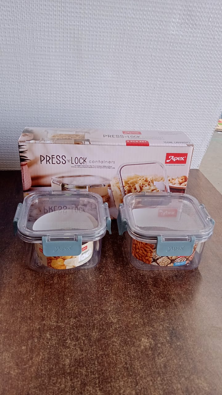 Apex Press N’ Lock Airtight Food Storage Container Set (2Pc/450ml) Approx