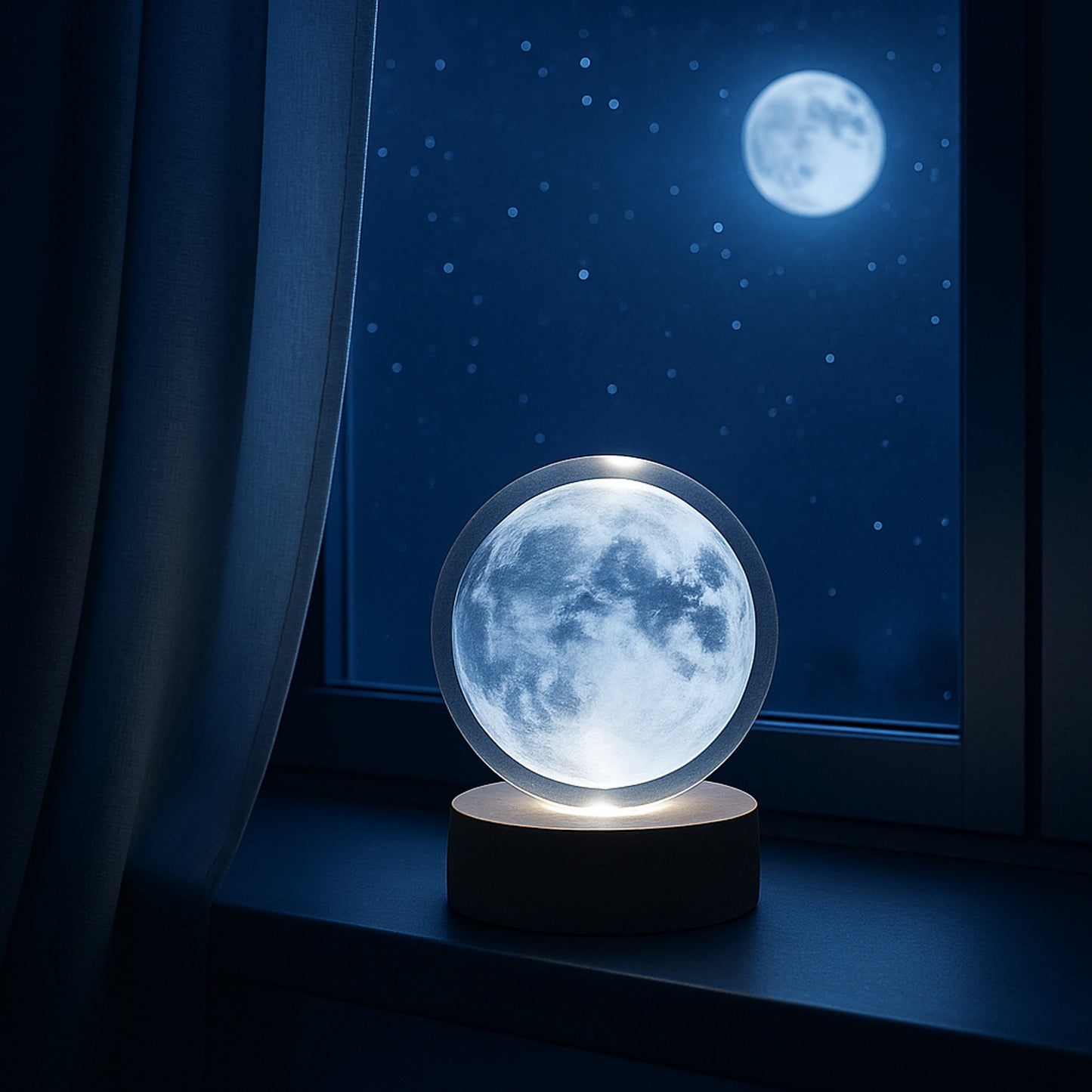 3d Crystal Ball Lamps With Base  (1 Pc)