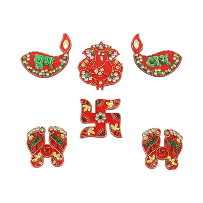Traditional Decorative Shubh Labh Door Hanging (6 Pc  1 Set)