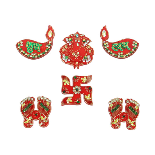 Traditional Decorative Shubh Labh Door Hanging (6 Pc  1 Set)