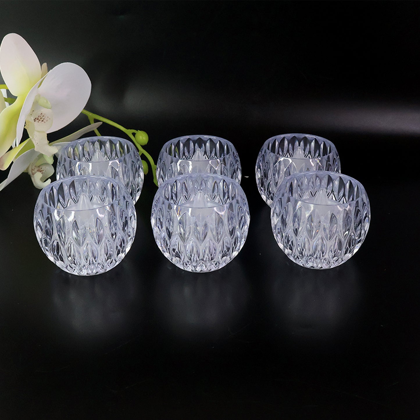 Crystal Design Led Tealight Candles (6 Pc  Set)
