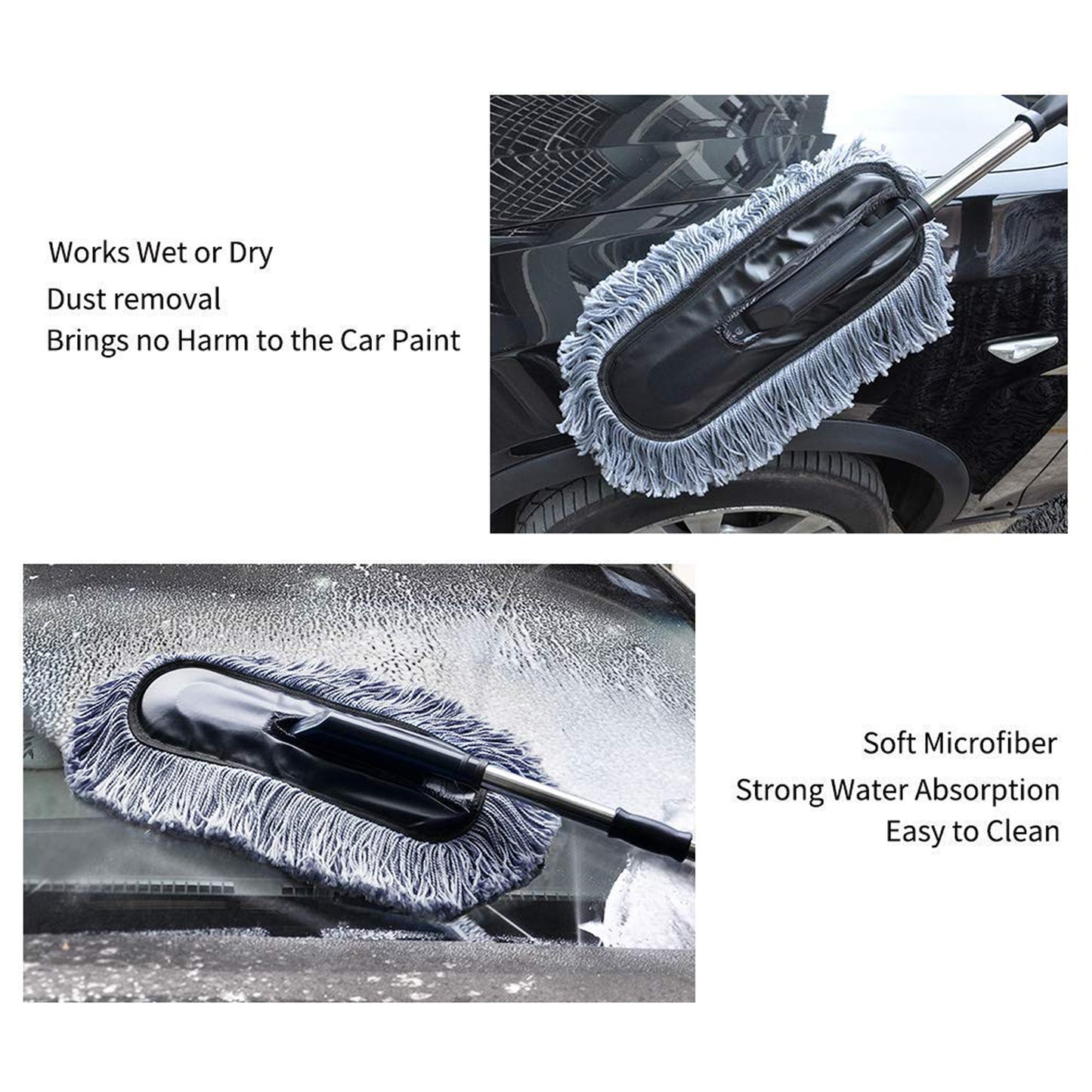 Car Duster Long Retractable soft non-slip handle Multipurpose Microfiber Wash Brush Vehicle Interior And Exterior Cleaning Kit With For Car
