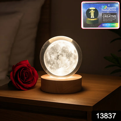 3d Crystal Ball Lamps With Base  (1 Pc)
