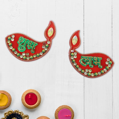 Traditional Decorative Shubh Labh Door Hanging (6 Pc  1 Set)