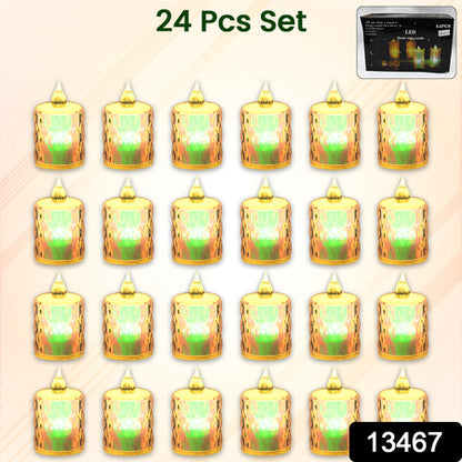 24 Pc Flameless And Smokeless Decorative Melting Candles Led Tea Light Candle Flickering Electronic Candle