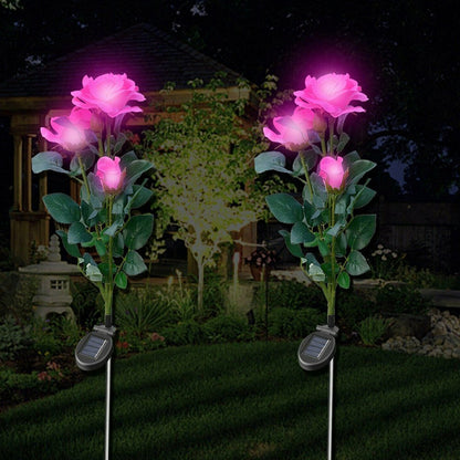 6616a Garden Solar Outdoor Rose Lights Decorative  Waterproof Flower Light For Garden Patio Landscape Pathway Yard Holiday Decoration